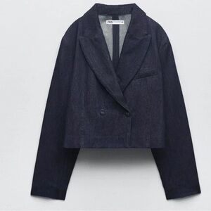 Zara Women's Navy Cropped Blazer